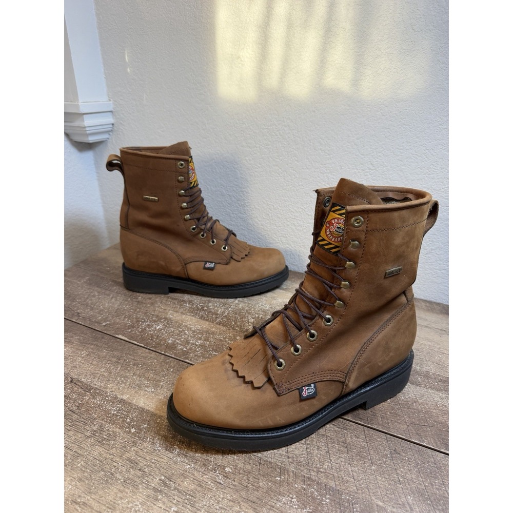 Justin Conductor Work Boots 8" Electrical Soft Toe Work 760 USA Mens Sz 10 EE - Picture 2 of 10